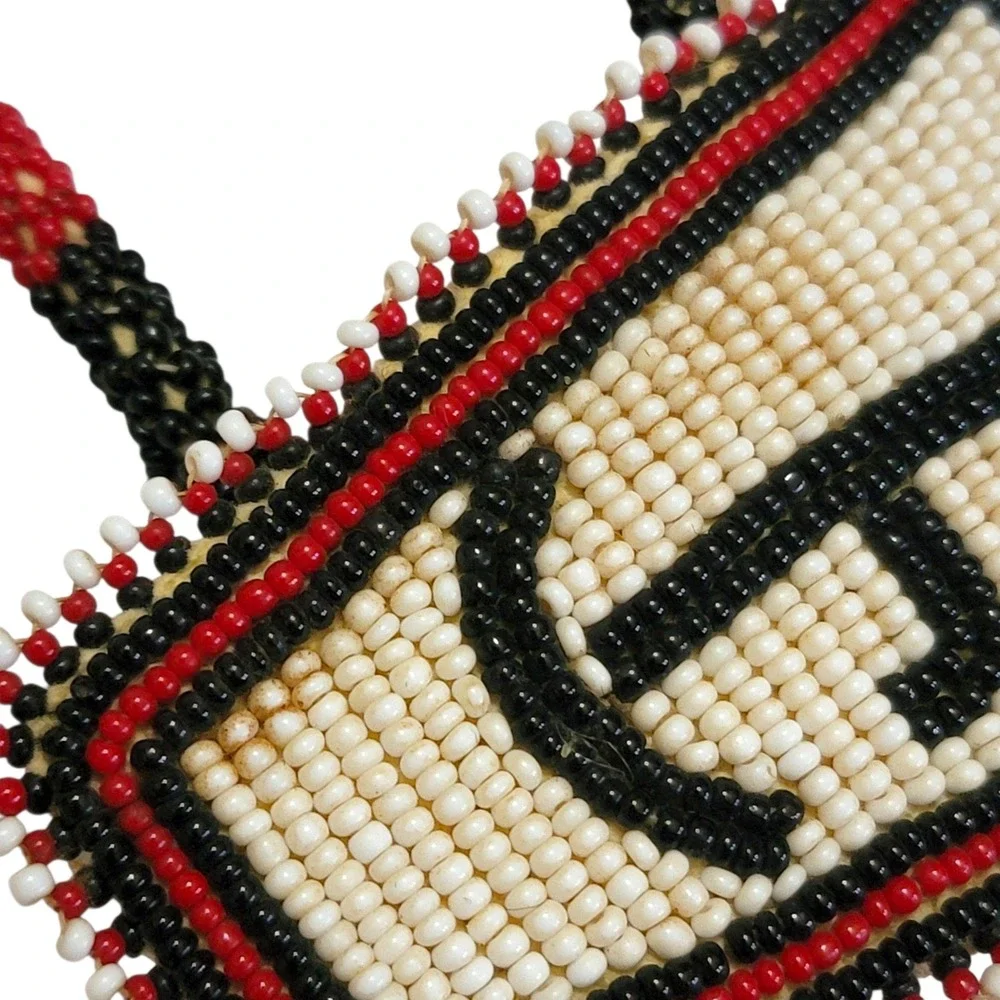 VTG‎ 50s Native American Plains Style Beaded Bolo Tie Lazy JT Cattle Brand Rodeo
